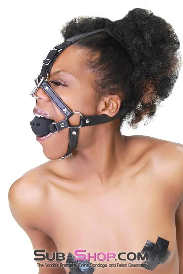 3812RS 2 Large Black Silicone Breather Ball Gag Trainer with Nose Hook Raysent Male Sex Toys