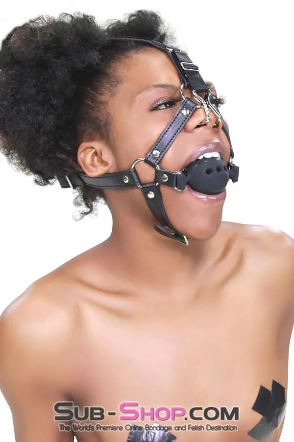 3812RS 2 Large Black Silicone Breather Ball Gag Trainer with Nose Hook Raysent Male Sex Toys