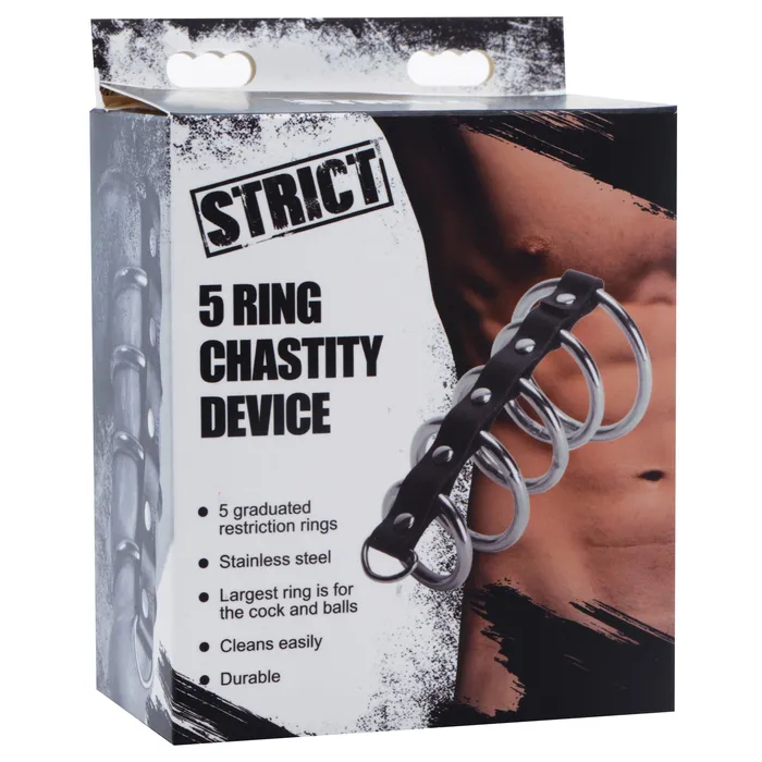 5 Ring Chastity Device XR Brands Male Sex Toys 5 Ring Chastity Device XR Brands Male Sex Toys