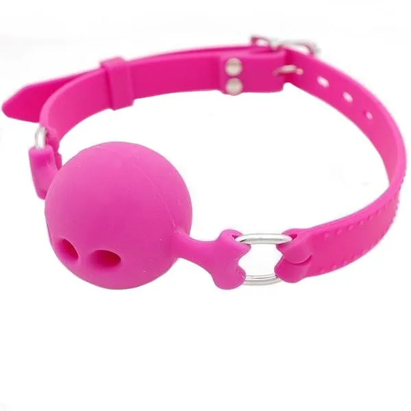 9806M Medium Pink Silicone Locking Breather Ball Gag Moonwell Male Sex Toys