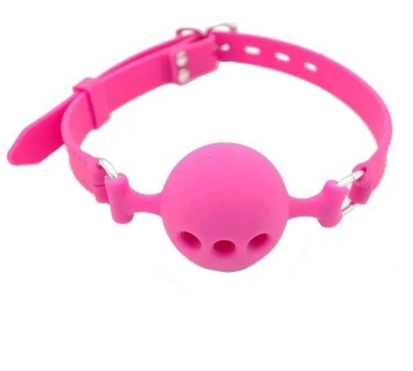9806M Medium Pink Silicone Locking Breather Ball Gag Moonwell Male Sex Toys