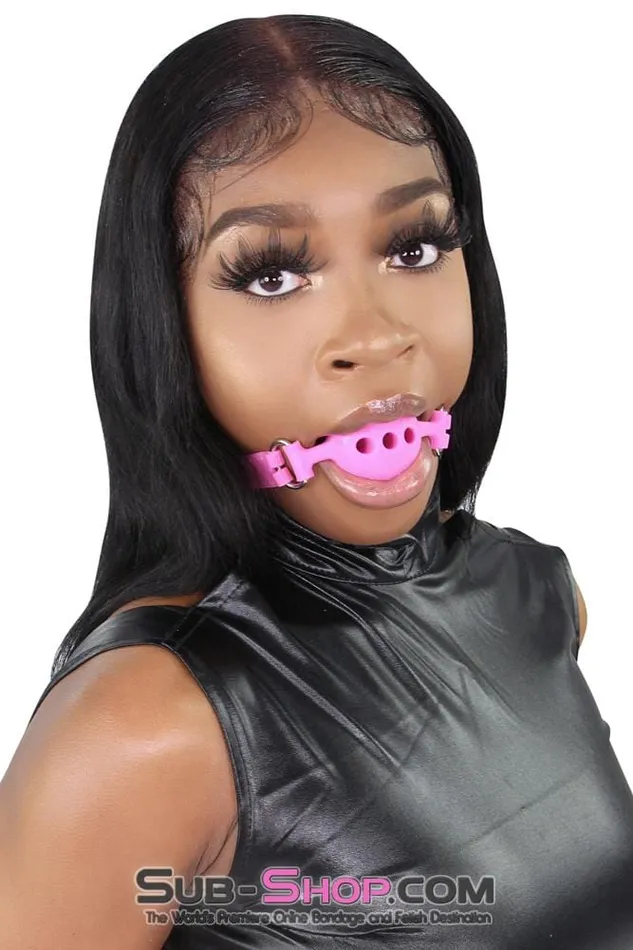 9806M Medium Pink Silicone Locking Breather Ball Gag Moonwell Male Sex Toys