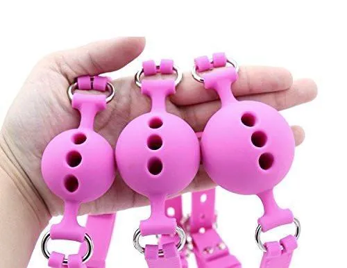 9806M Medium Pink Silicone Locking Breather Ball Gag Moonwell Male Sex Toys