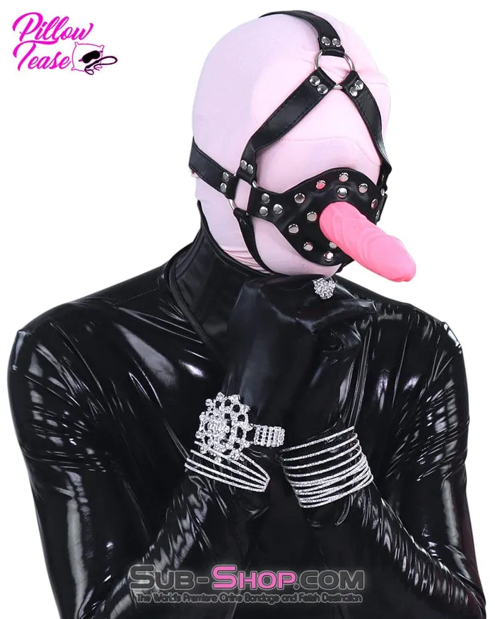 9866DL Penis Gag Trainer with External Dildo Pink Idea Dildos