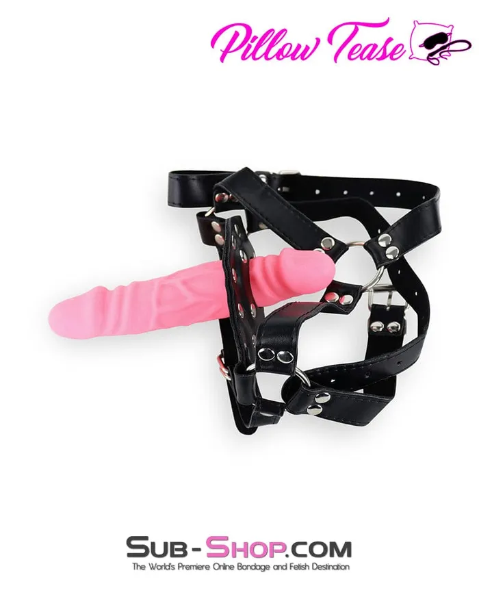 9866DL Penis Gag Trainer with External Dildo Pink Idea Dildos