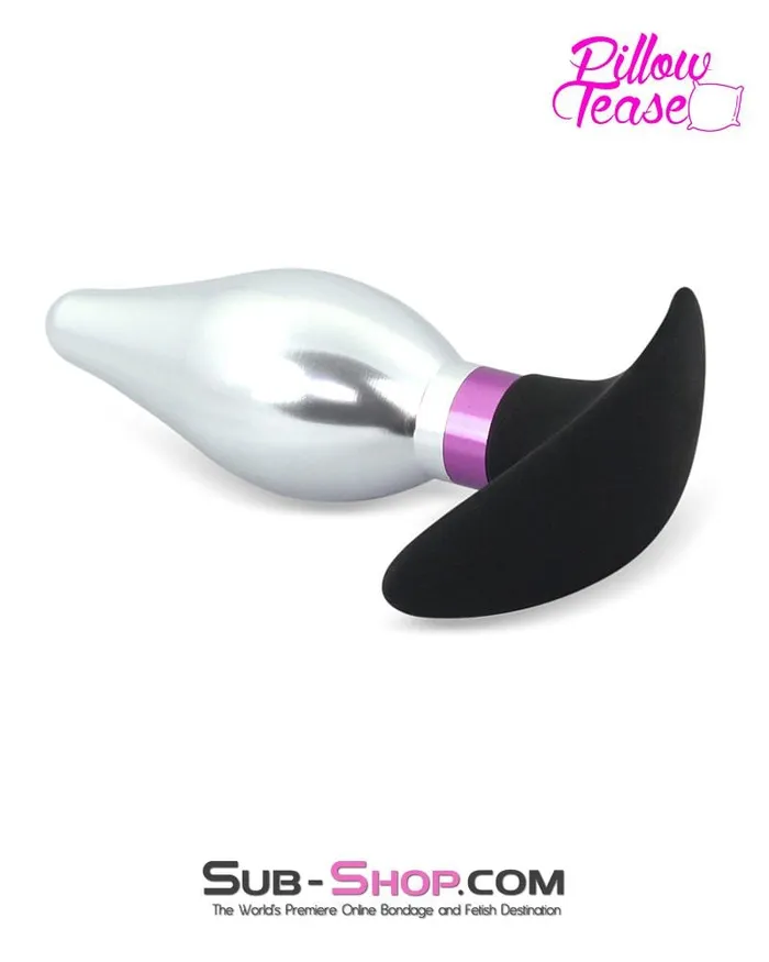 Anal Eiffel 0382E Flare Purple and Polished Aluminum Butt Plug with Silicone Base