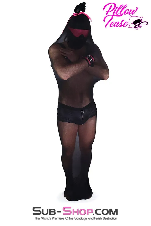 Anal Idea 1490DLSIS Sissy Bondage Black Sheer Encasement Silk Stocking Full Body Sack