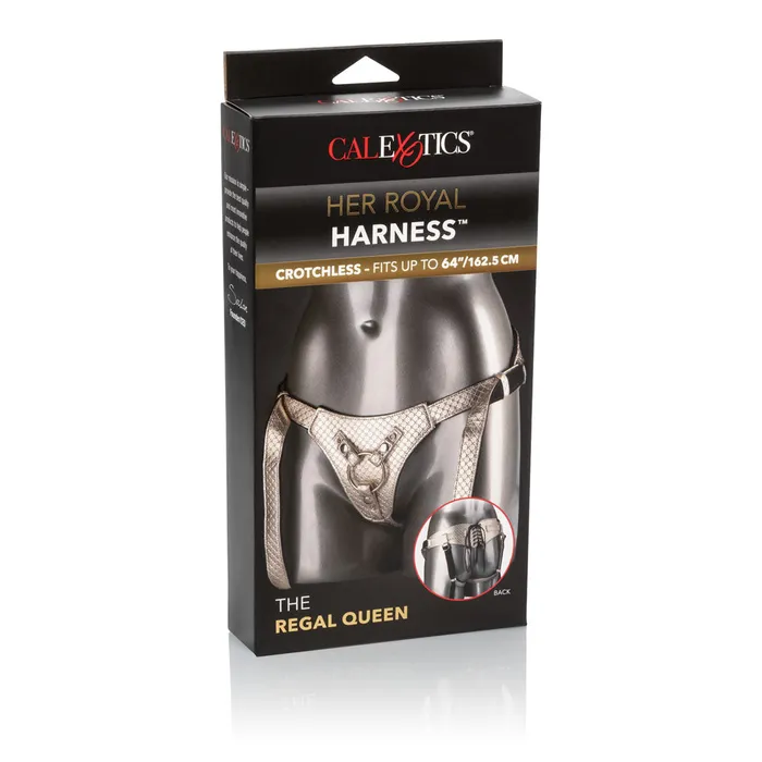Calexotics Female Sex Toys Regal Queen Vegan Leather Adjustable Strap Harness with Crotchless Design