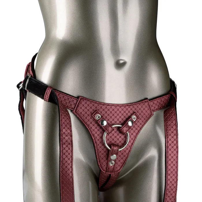 Calexotics Female Sex Toys Regal Queen Vegan Leather Adjustable Strap Harness with Crotchless Design