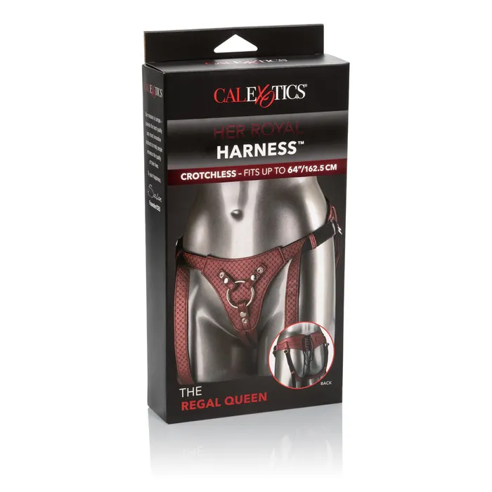 Calexotics Female Sex Toys Regal Queen Vegan Leather Adjustable Strap Harness with Crotchless Design