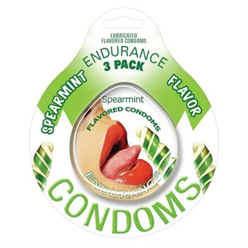 Hott Products Enhancers Endurance Condoms Spearmint 3 Pack