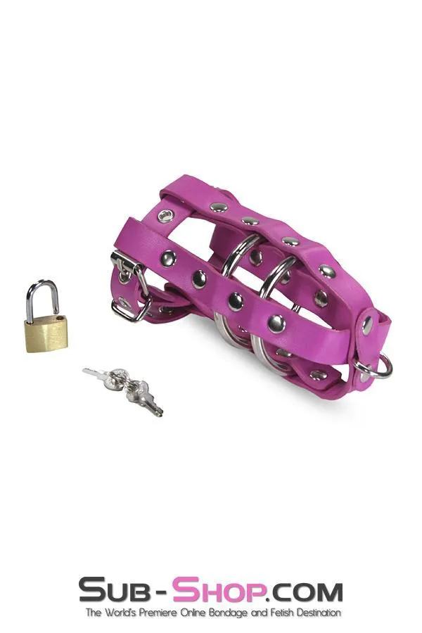 Idea Male Sex Toys 1461DL Sissys Locking Leatherette Cock Balls Cage with Lead Ring Tip MEGA Deal