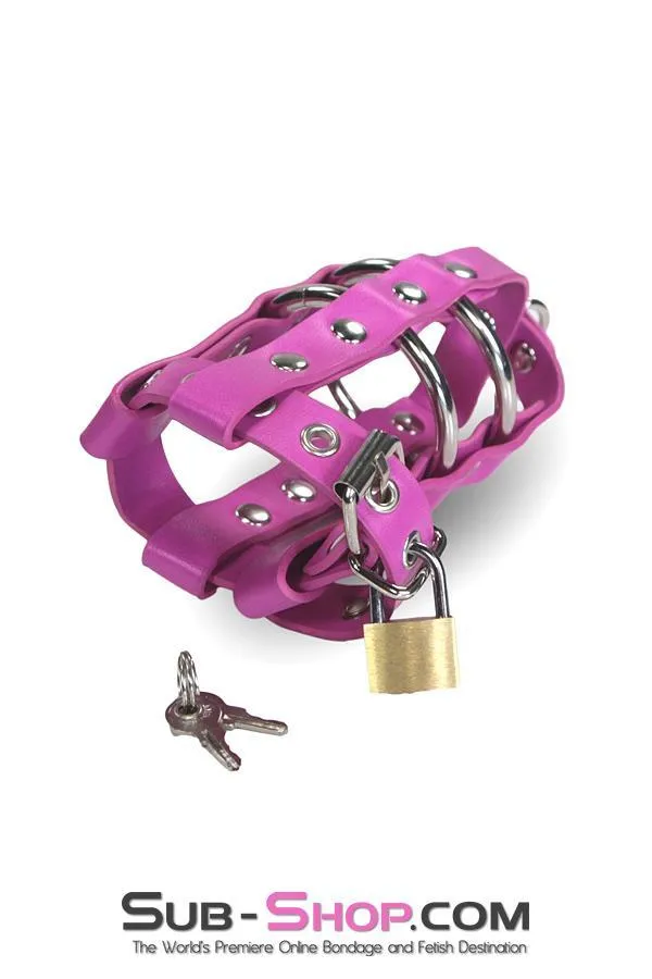 Idea Male Sex Toys 1461DL Sissys Locking Leatherette Cock Balls Cage with Lead Ring Tip MEGA Deal