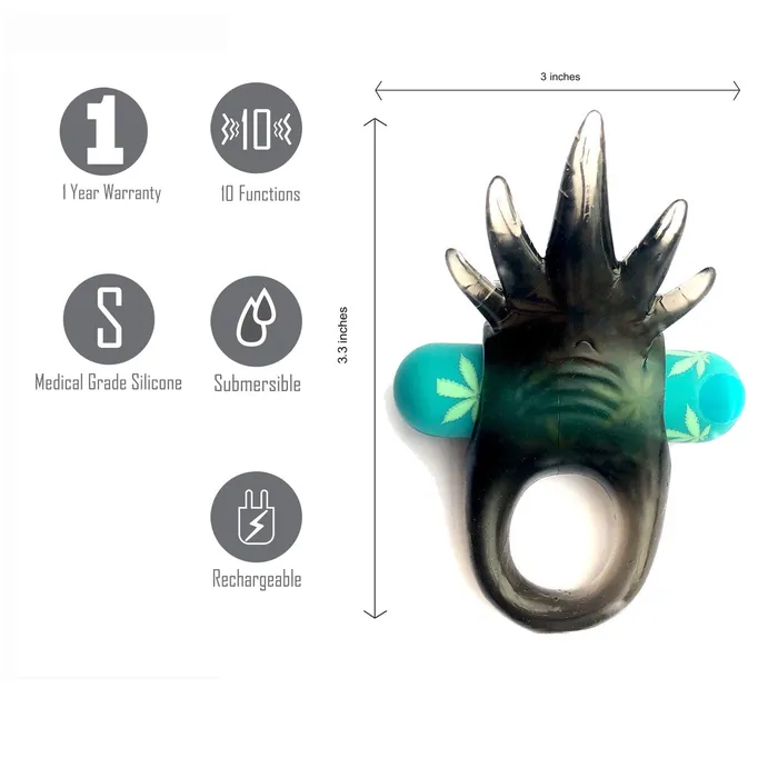Maia Toys Male Sex Toys Ziggy Pot Leaf USB Rechargeable Vibratiing Erection Enhancer Ring 420 Series