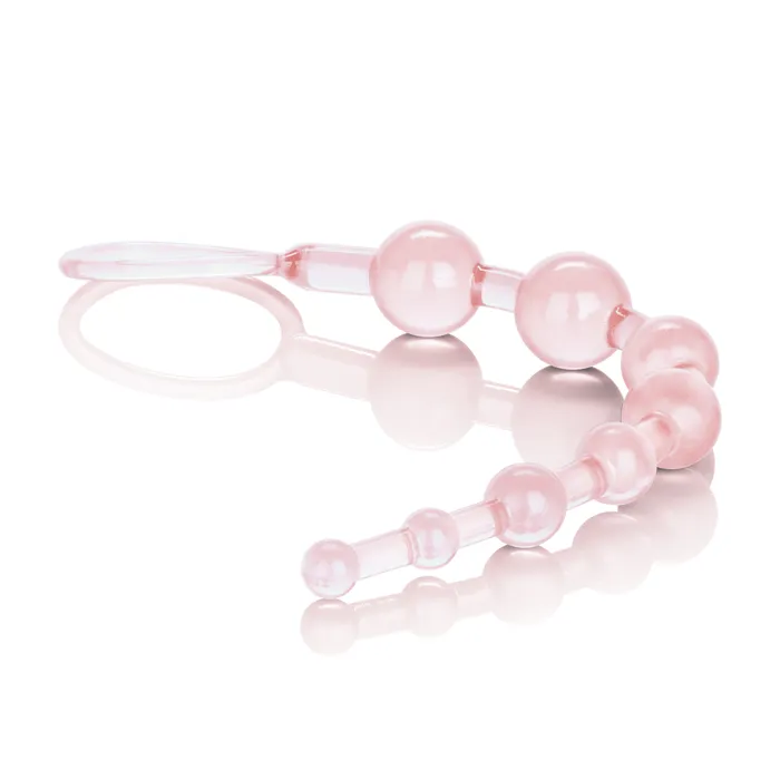 Male Sex Toys Calexotics Beginners Jelly Soft Anal Beads with Easy Retrieval Ring
