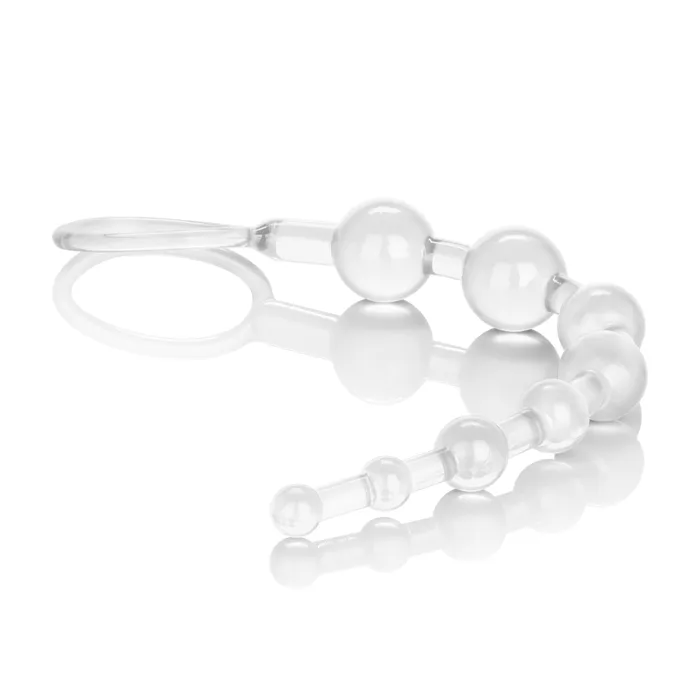 Male Sex Toys Calexotics Beginners Jelly Soft Anal Beads with Easy Retrieval Ring