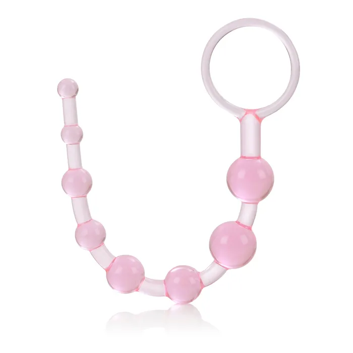 Male Sex Toys Calexotics Beginners Jelly Soft Anal Beads with Easy Retrieval Ring
