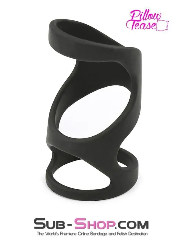 Male Sex Toys Moonwell 1660M Silicone Delay Cock Ring with Girth Enhancing Massaging Cage