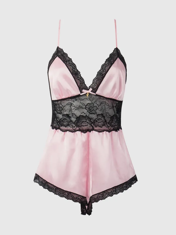 Couples Elisa Satin Lace Racerback Sleep Romper Fredericks Of Hollywood Couples Elisa Satin Lace Racerback Sleep Romper Fredericks Of Hollywood
