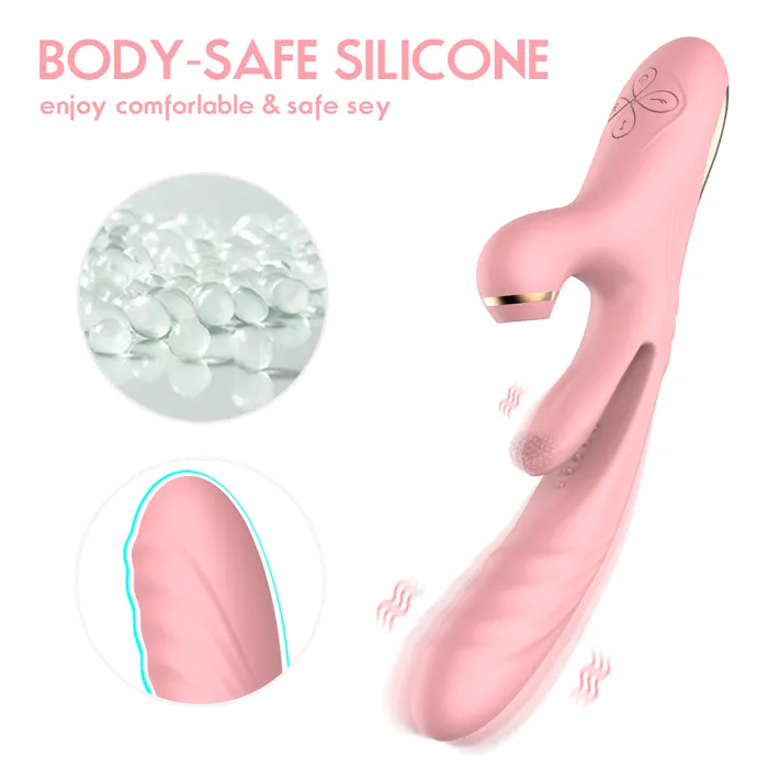Female Sex Toys Lurevibe Lurevibe 3 in 1 Suction Thrusting Vibrator With Tongue For Clitoris Gspot