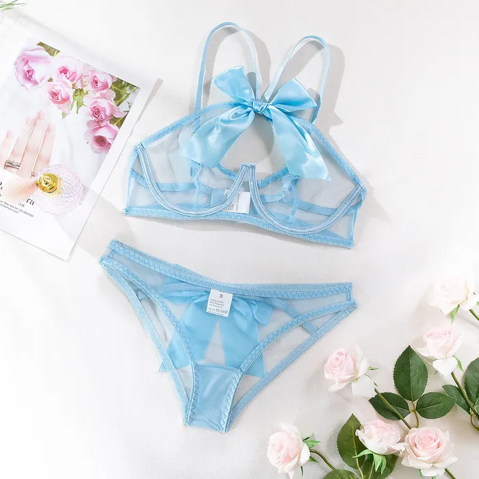 Female Sex Toys wesweetie Charming Butterfly Lace Perspective Lingerie Set with Triangle Panties