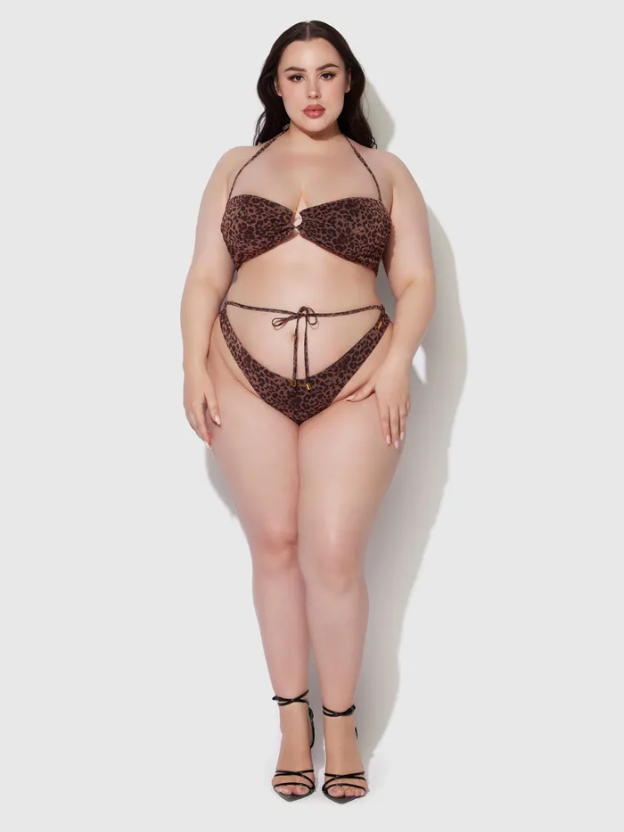 Fredericks Of Hollywood Vibrators Alanza Leopard Mesh Bandeau Swim Top