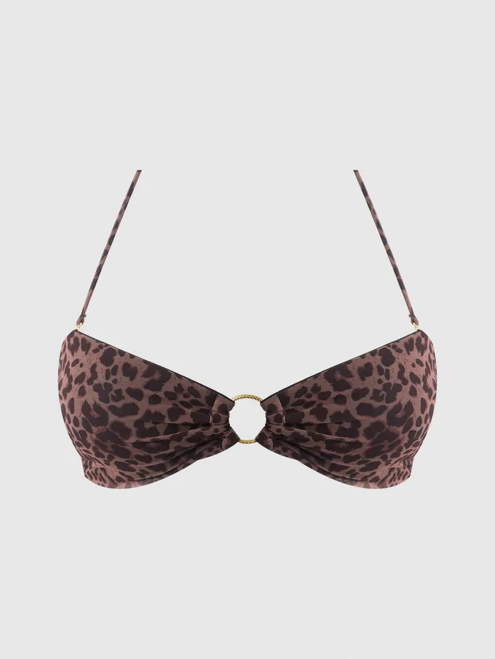 Fredericks Of Hollywood Vibrators Alanza Leopard Mesh Bandeau Swim Top