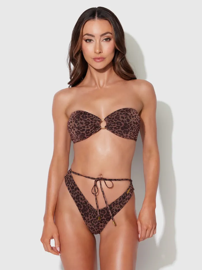 Fredericks Of Hollywood Vibrators Alanza Leopard Mesh Bandeau Swim Top