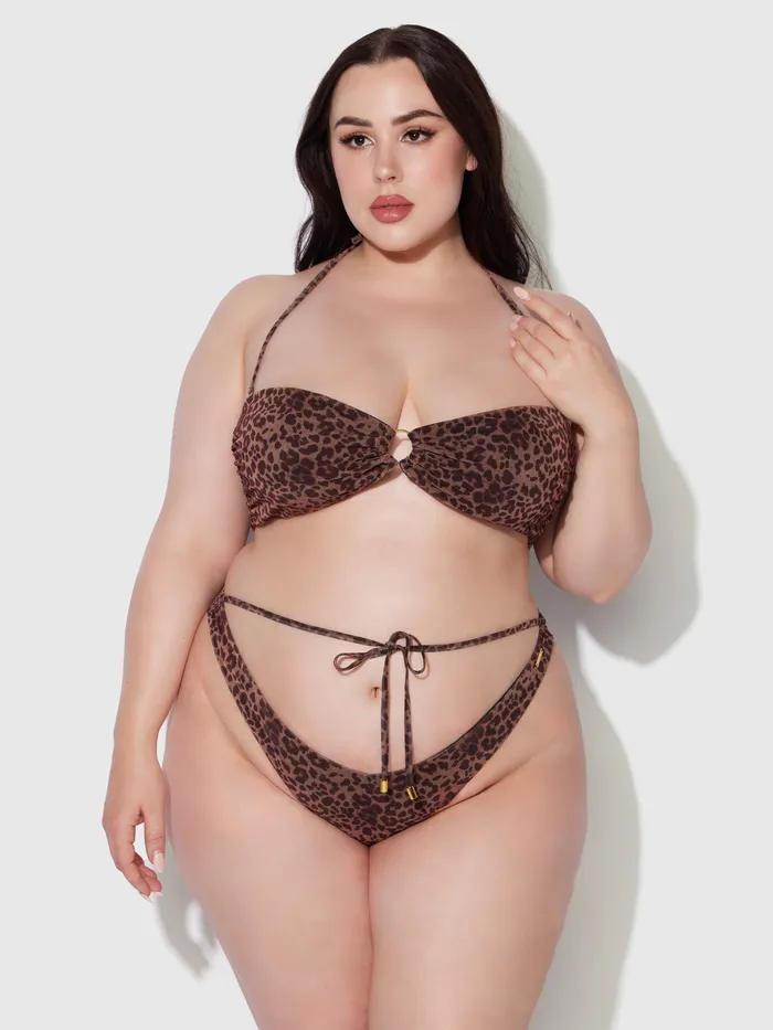 Fredericks Of Hollywood Vibrators Alanza Leopard Mesh Bandeau Swim Top