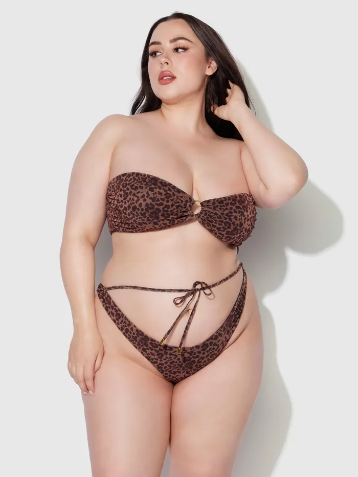 Fredericks Of Hollywood Vibrators Alanza Leopard Mesh Bandeau Swim Top