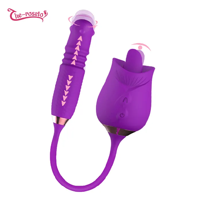 Lurevibe Vibrators Lurevibe Purple Rose Toy Rotating Pearls Telescopic Tonguelicking Vibrator