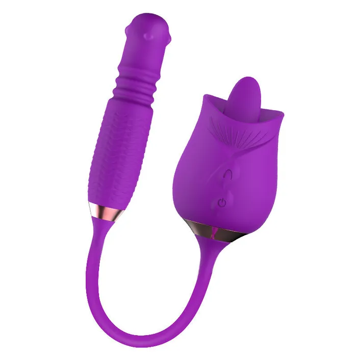 Lurevibe Vibrators Lurevibe Purple Rose Toy Rotating Pearls Telescopic Tonguelicking Vibrator