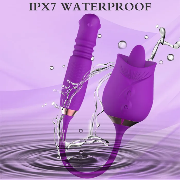 Lurevibe Vibrators Lurevibe Purple Rose Toy Rotating Pearls Telescopic Tonguelicking Vibrator