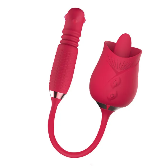 Lurevibe Vibrators Lurevibe Purple Rose Toy Rotating Pearls Telescopic Tonguelicking Vibrator