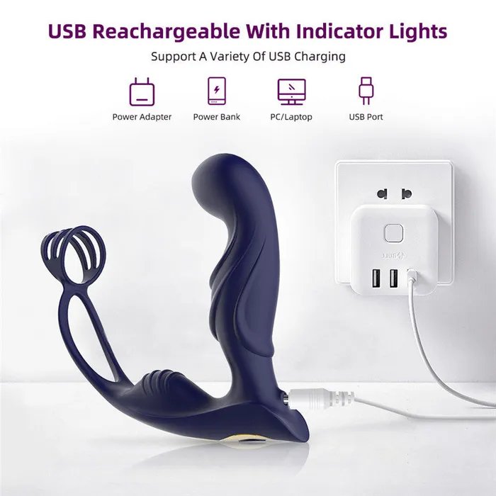 Male Sex Toys Lurevibe Wireless Remote Control Male Prostate Vibrating Massager Cock Ring Lurevibe