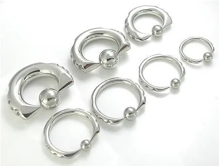 14g2g Techno Tribal Captive Bead Ring with Vampire Tips Painful Pleasures Male Sex Toys