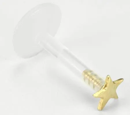 14g 516 Bioplastic Labret with 14kt Yellow Gold Flat Star Painful Pleasures Female Sex Toys 14g 516 Bioplastic Labret with 14kt Yellow Gold Flat Star Painful Pleasures Female Sex Toys