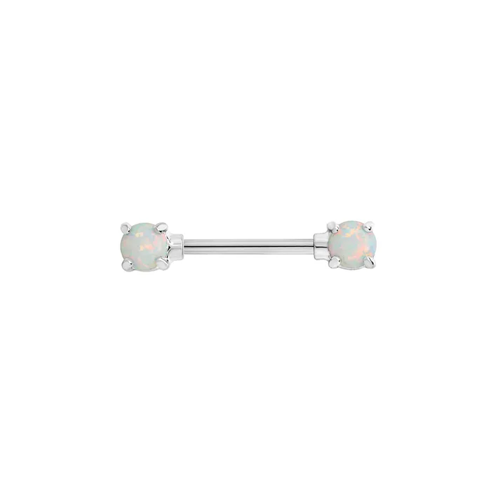 14g 916 RhodiumPlated Straight Barbell Nipple Ring with Opal Ends Price Per 1 Painful Pleasures Male Sex Toys 14g 916 RhodiumPlated Straight Barbell Nipple Ring with Opal Ends Price Per 1 Painful Pleasures Male Sex Toys
