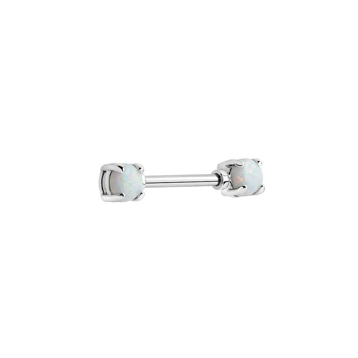 14g 916 RhodiumPlated Straight Barbell Nipple Ring with Opal Ends Price Per 1 Painful Pleasures Male Sex Toys