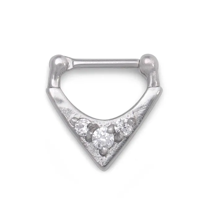 16g Crystal Triad VShaped Steel Septum Clicker Painful Pleasures Male Sex Toys