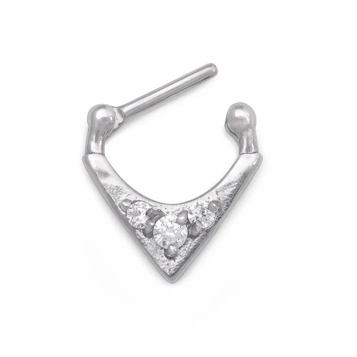 16g Crystal Triad VShaped Steel Septum Clicker Painful Pleasures Male Sex Toys