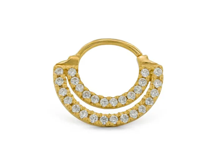 16g Septum Clicker Jeweled 14kt Yellow Gold Plated Crescent Ring Painful Pleasures Male Sex Toys 16g Septum Clicker Jeweled 14kt Yellow Gold Plated Crescent Ring Painful Pleasures Male Sex Toys