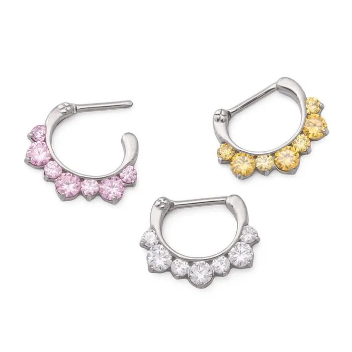 16g Steel Septum Clicker with Seven Colored Crystals Price Per 1 Painful Pleasures Male Sex Toys 16g Steel Septum Clicker with Seven Colored Crystals Price Per 1 Painful Pleasures Male Sex Toys