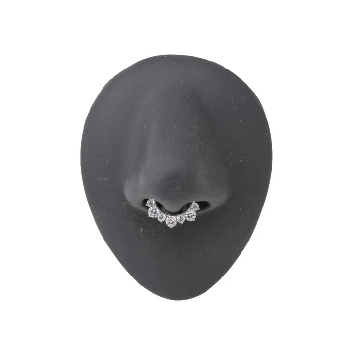 16g Steel Septum Clicker with Seven Colored Crystals Price Per 1 Painful Pleasures Male Sex Toys