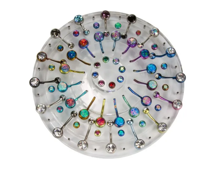 32 Piece Round Tiered Acrylic Display for Belly Button Rings Painful Pleasures Couples