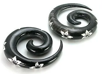 Anal Elementals Organics Painted Florals Spiral Black Horn Plug Price Per 1
