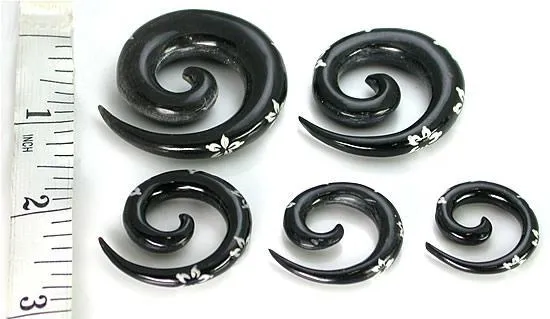 Anal Elementals Organics Painted Florals Spiral Black Horn Plug Price Per 1