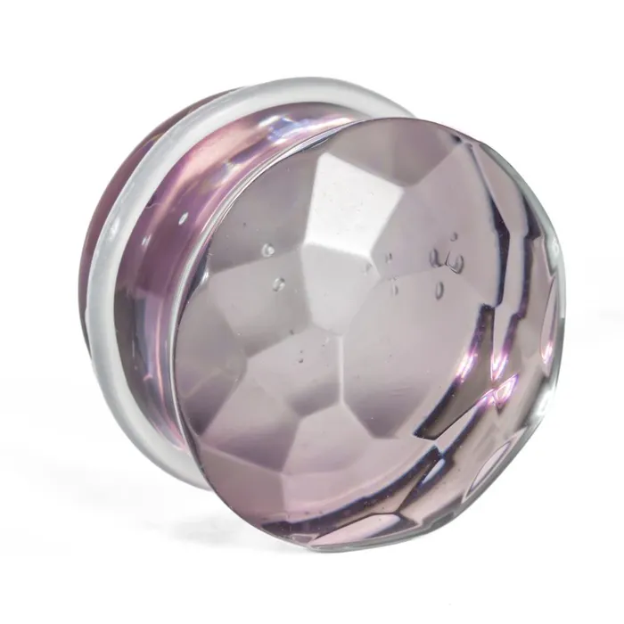 Anal Painful Pleasures Purple Faceted Single Flare Glass Plug Price Per 1