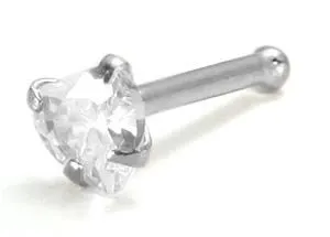 Anal Tilum 14kt White Gold PRONG HEART Nose Bone 20g Nostril Jewelry Tilum