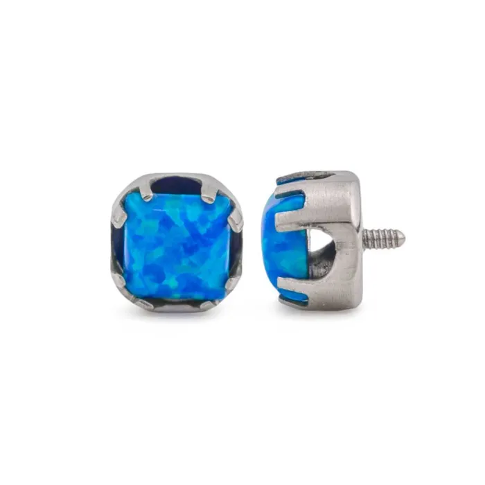 Anal Tilum Tilum 14g12g Internally Threaded Titanium Corner ProngSet Square Opal Top 3mm Price Per 1 Anal Tilum Tilum 14g12g Internally Threaded Titanium Corner ProngSet Square Opal Top 3mm Price Per 1